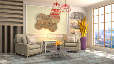 Interior of the living room. 3D illustration.の写真素材