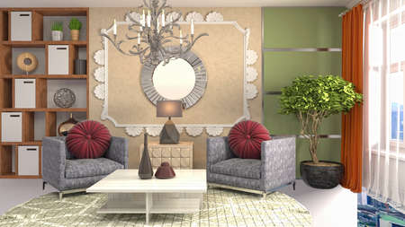 Interior of the living room. 3D illustration.の写真素材