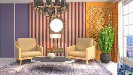 Interior of the living room. 3D illustration.の写真素材