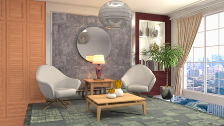Interior of the living room. 3D illustration.の写真素材