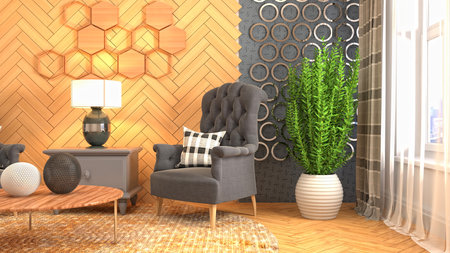 Interior of the living room. 3D illustration.の写真素材