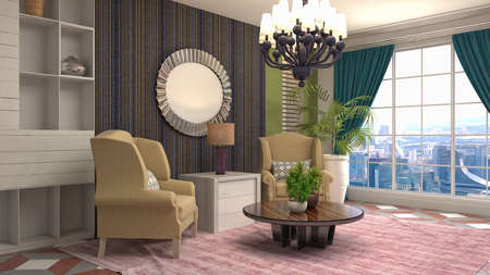 Interior of the living room. 3D illustration.の写真素材