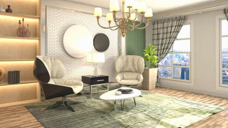 Interior of the living room. 3D illustration.の写真素材