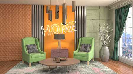 Interior of the living room. 3D illustration.の写真素材