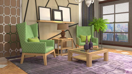 Interior of the living room. 3D illustration.の写真素材