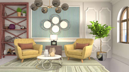 Interior of the living room. 3D illustration.の写真素材
