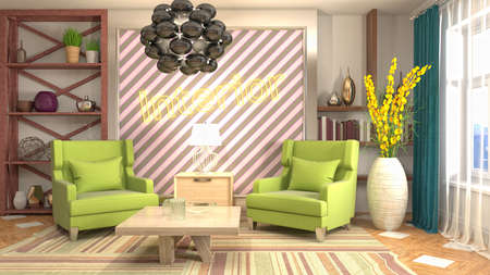 Interior of the living room. 3D illustration.の写真素材