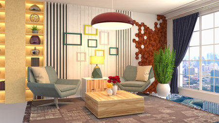 Interior of the living room. 3D illustration.の写真素材
