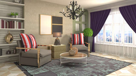 Interior of the living room. 3D illustration.の写真素材