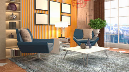 Interior of the living room. 3D illustration.の写真素材