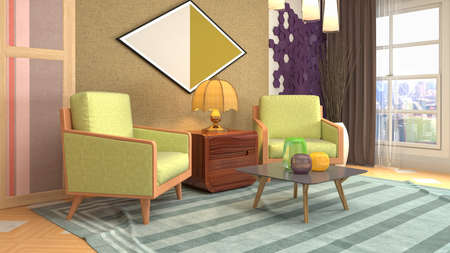 Interior of the living room. 3D illustration.の写真素材