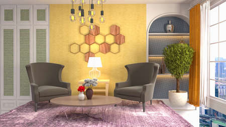 Interior of the living room. 3D illustration.の写真素材