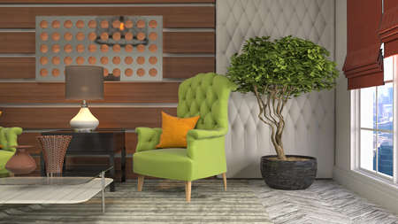 Interior of the living room. 3D illustration.の写真素材