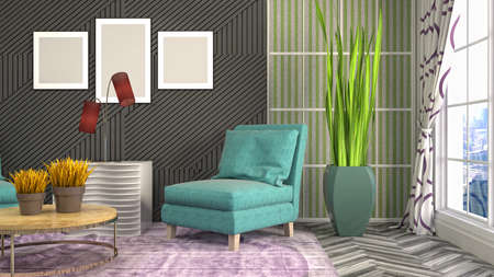 Interior of the living room. 3D illustration.の写真素材