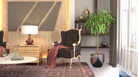 Interior of the living room. 3D illustration.の写真素材