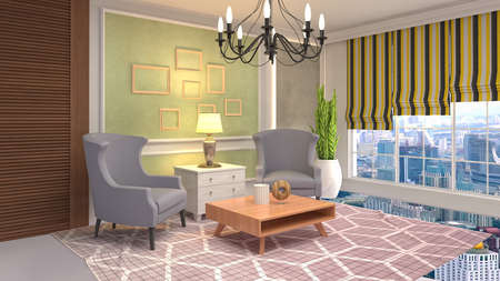 Interior of the living room. 3D illustration.の写真素材