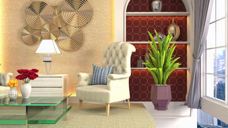 Interior of the living room. 3D illustration.の写真素材