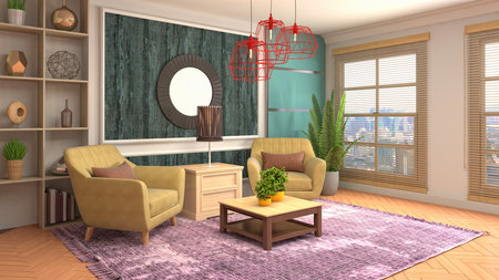 Interior of the living room. 3D illustration.の写真素材