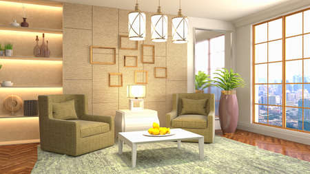 Interior of the living room. 3D illustration.の写真素材