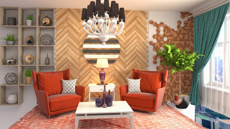 Interior of the living room. 3D illustration.の写真素材