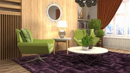 Interior of the living room. 3D illustration.の写真素材