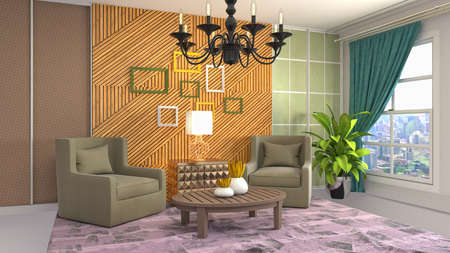 Interior of the living room. 3D illustration.の写真素材