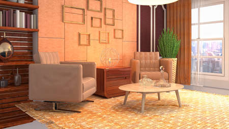 Interior of the living room. 3D illustration.の写真素材