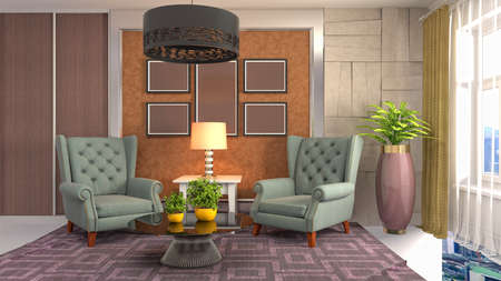 Interior of the living room. 3D illustration.の写真素材