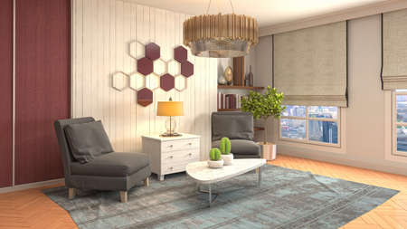 Interior of the living room. 3D illustration.の写真素材