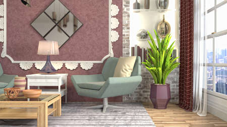 Interior of the living room. 3D illustration.の写真素材