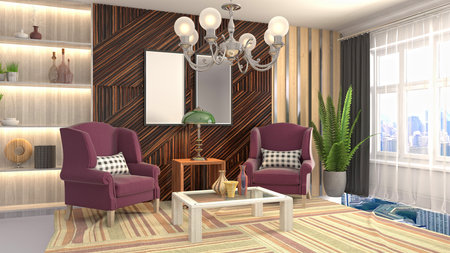 Interior of the living room. 3D illustration.の写真素材