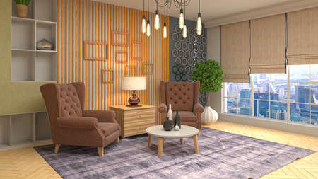 Interior of the living room. 3D illustration.の写真素材