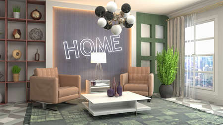 Interior of the living room. 3D illustration.の写真素材