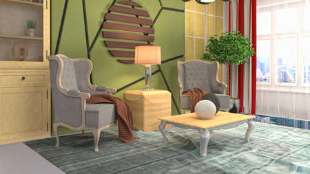 Interior of the living room. 3D illustration.の写真素材