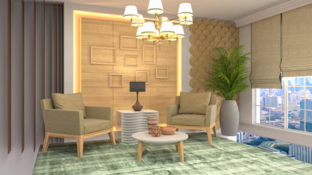 Interior of the living room. 3D illustration.の写真素材