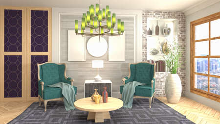 Interior of the living room. 3D illustration.の写真素材