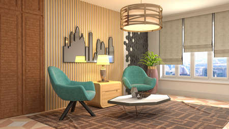 Interior of the living room. 3D illustration.の写真素材