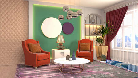 Interior of the living room. 3D illustration.の写真素材