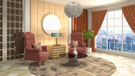 Interior of the living room. 3D illustration.の写真素材
