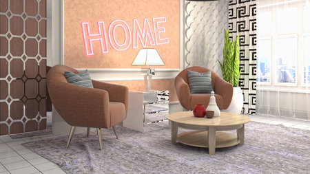 Interior of the living room. 3D illustration.の写真素材