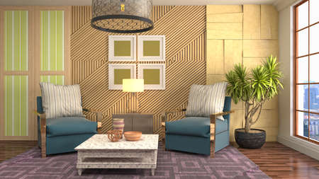 Interior of the living room. 3D illustration.の写真素材
