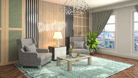 Interior of the living room. 3D illustration.の写真素材