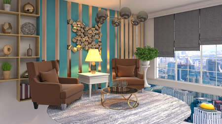 Interior of the living room. 3D illustration.の写真素材