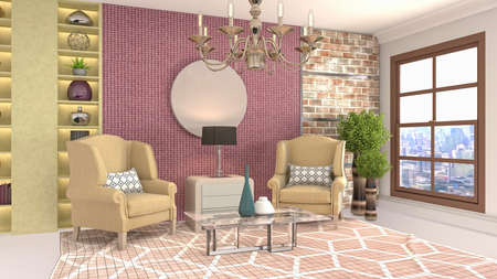 Interior of the living room. 3D illustration.の写真素材