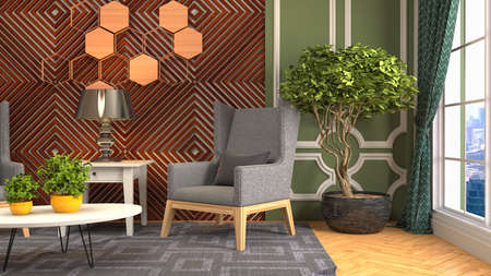 Interior of the living room. 3D illustration.の写真素材