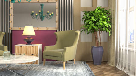 Interior of the living room. 3D illustration.の写真素材