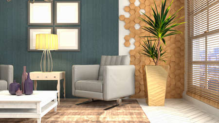 Interior of the living room. 3D illustration.の写真素材