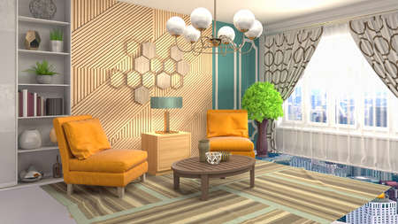 Interior of the living room. 3D illustration.の写真素材