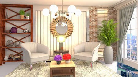 Interior of the living room. 3D illustration.の写真素材
