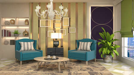 Interior of the living room. 3D illustration.の写真素材